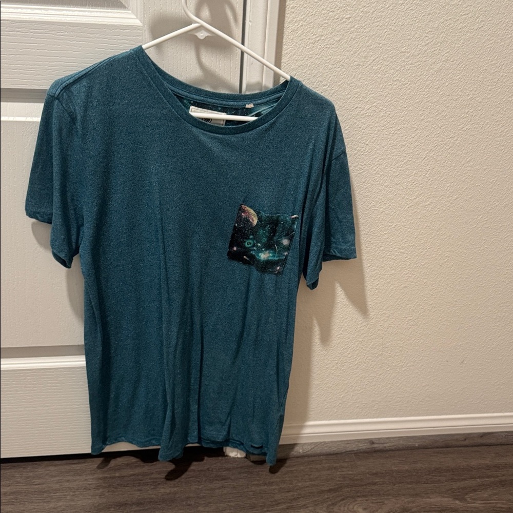 Teal T-Shirt with Galaxy  Pocket